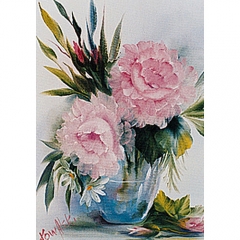 [특가판매]Bob Ross Floral Packets-RKP014-Pink Roses in Glass