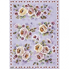 A4-683 A4 Roses on Lilac by Ros Singleton(A4 size) - 180